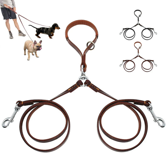 Double Dog Leash Coupler with Handle for 2 Dogs
