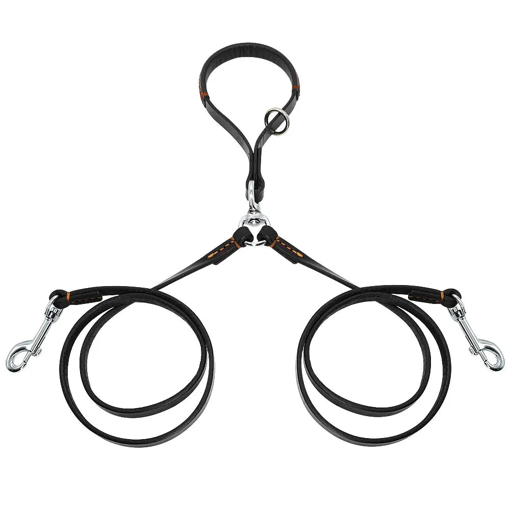 Double Dog Leash Coupler with Handle for 2 Dogs