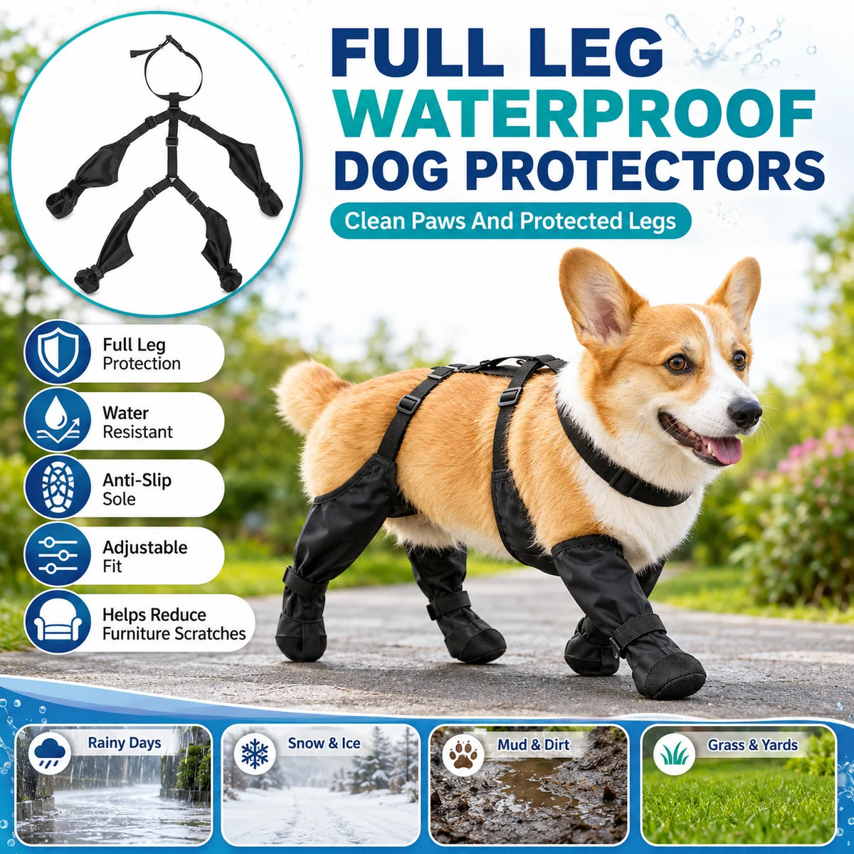 Waterproof Dog Boots – Non-Slip Paw Protection