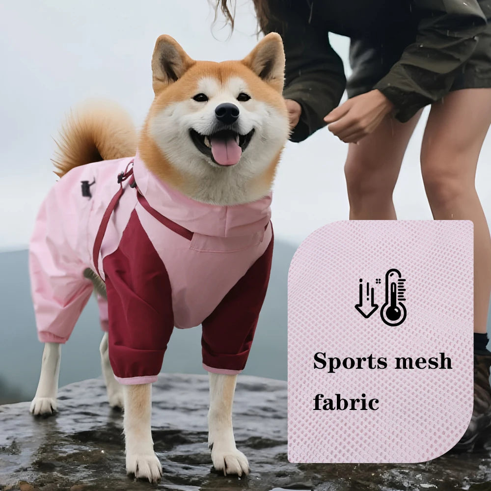 Waterproof Dog Raincoat with Hood & Reflective Strips