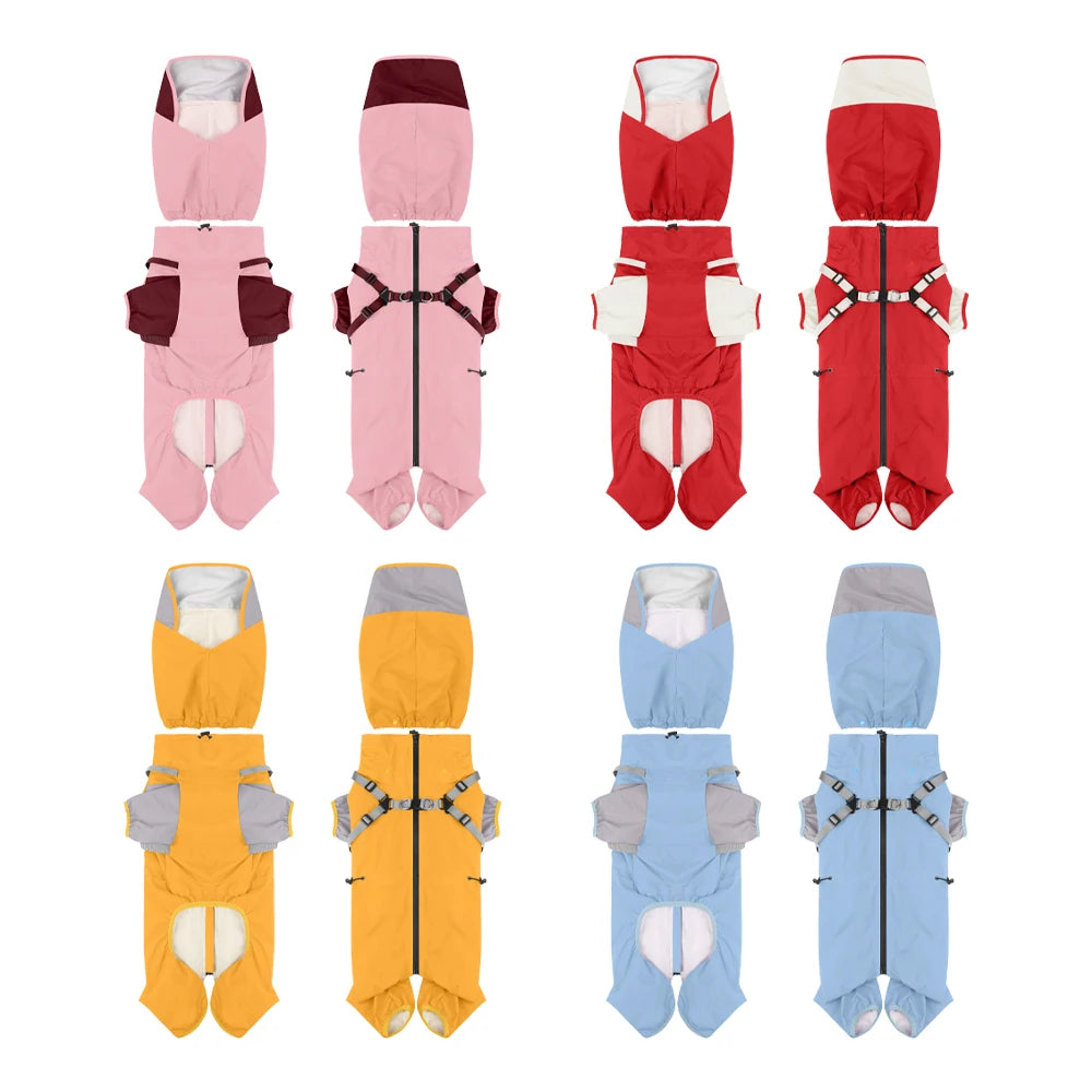 Waterproof Dog Raincoat with Hood & Reflective Strips