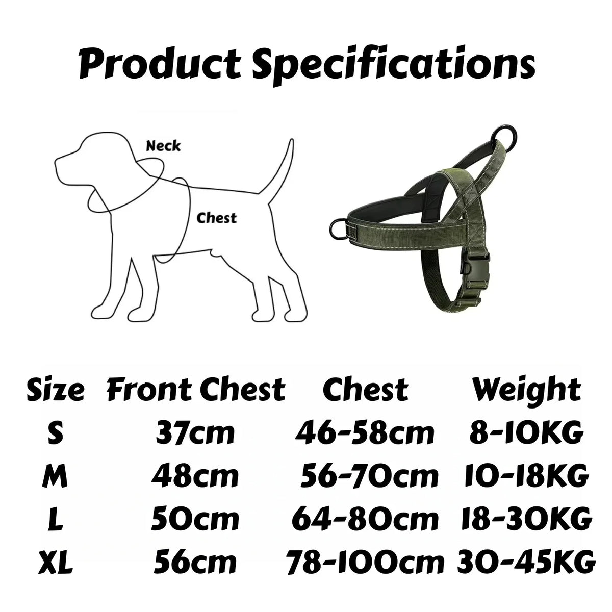 Tactical No-Pull Dog Harness for Large Breeds