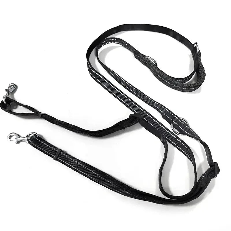 Adjustable Hands-Free Double Dog Leash for Walking & Running