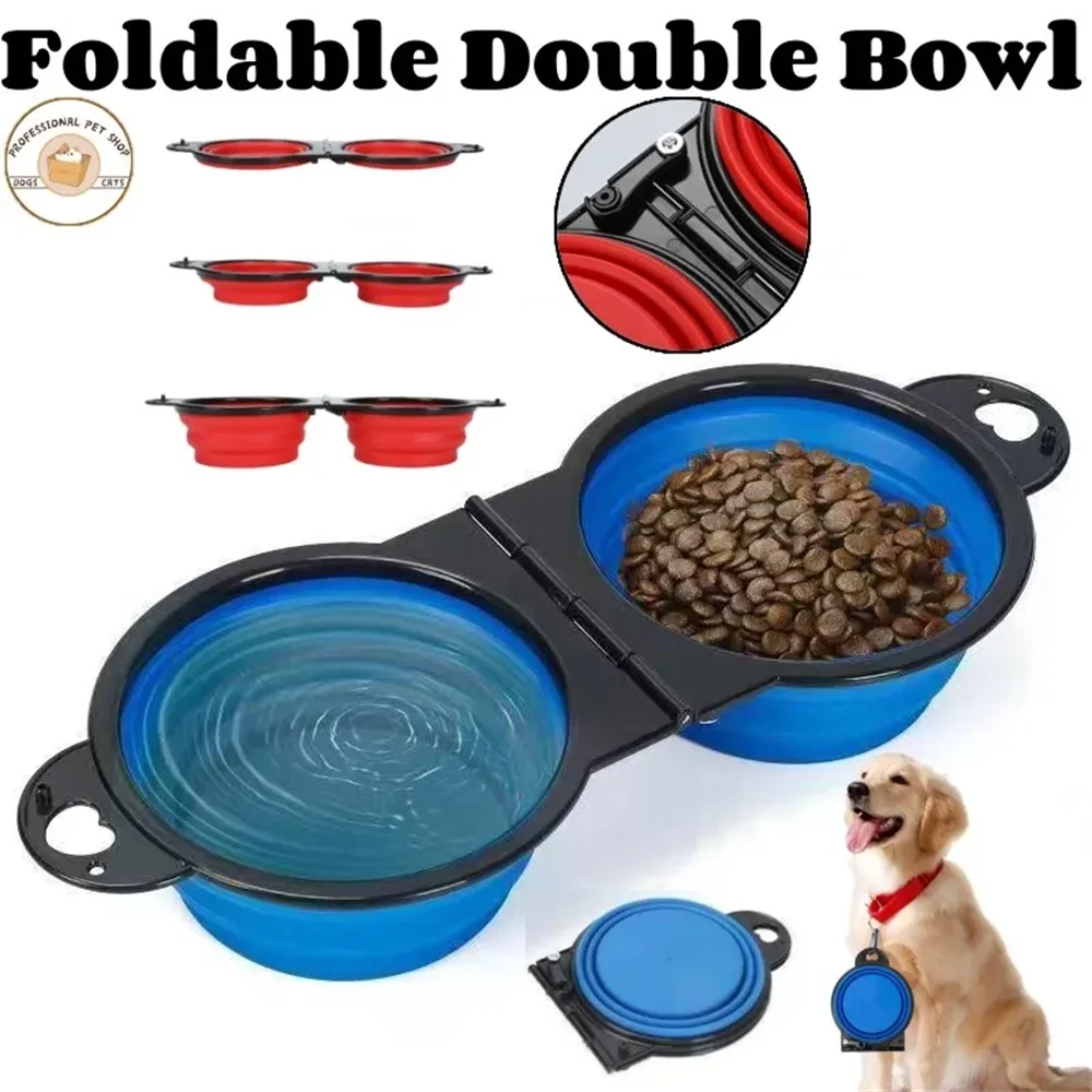 Collapsible Double Pet Bowls – Portable Travel Bowl