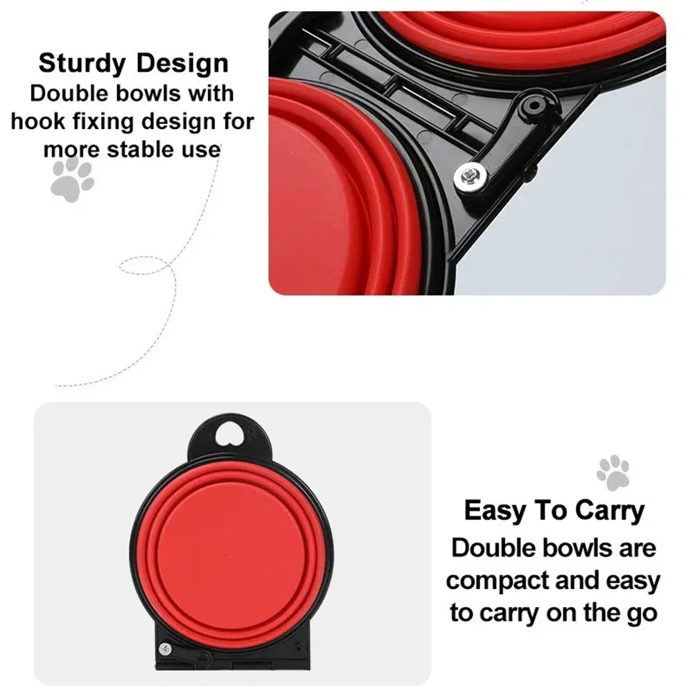 Collapsible Double Pet Bowls – Portable Travel Bowl