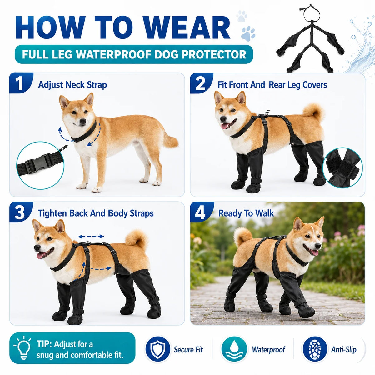Waterproof Dog Boots – Non-Slip Paw Protection