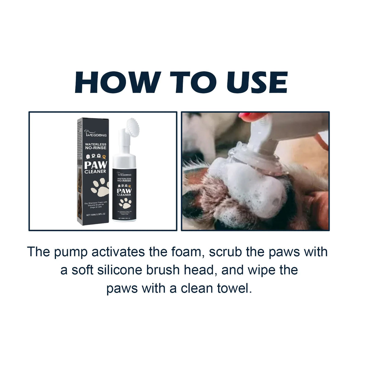 Waterless Pet Paw Cleaner Foam for Dogs & Cats