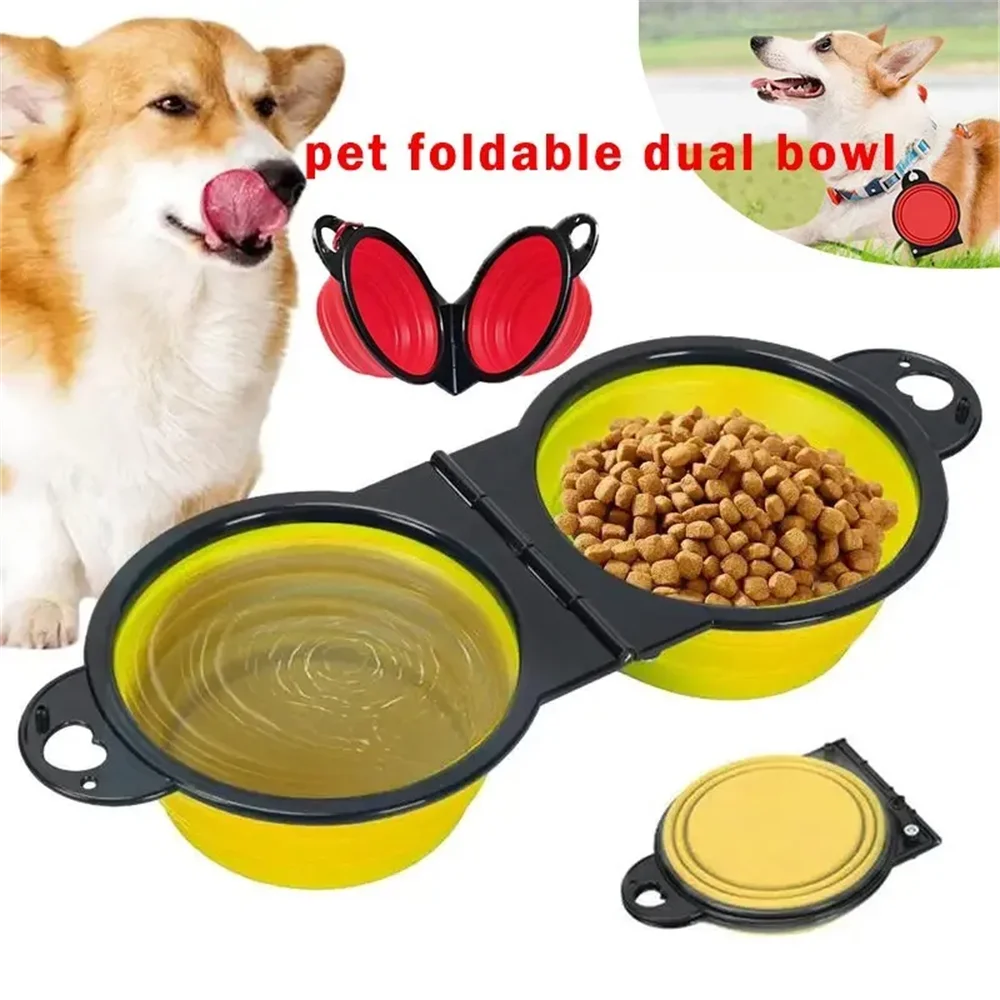 Collapsible Double Pet Bowls – Portable Travel Bowl