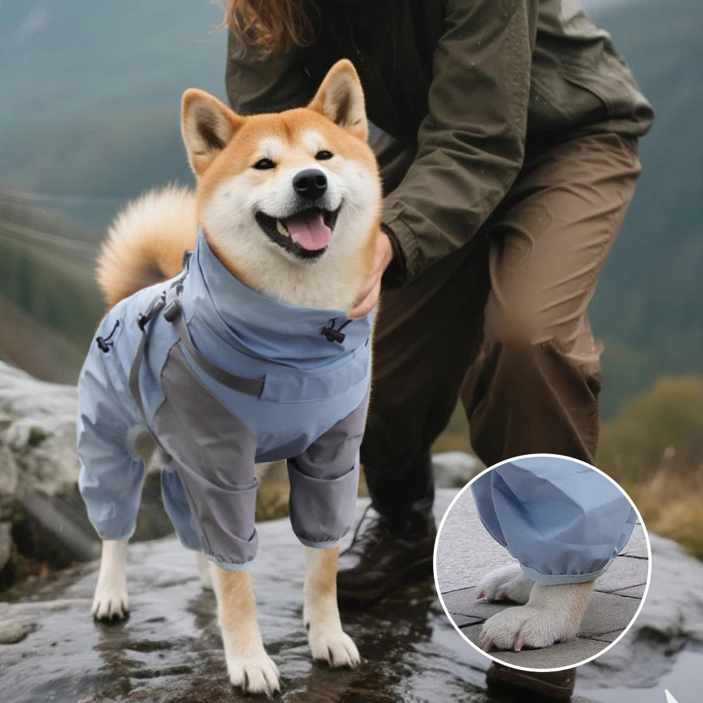 Waterproof Dog Raincoat with Hood & Reflective Strips